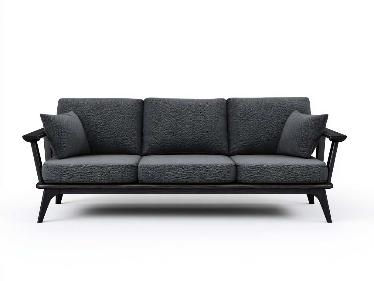 3 Sitzer Sofas Stoff 215x88x82 cm - Dunkelgrau-Schwarz - Modernes Design-Kasazinest