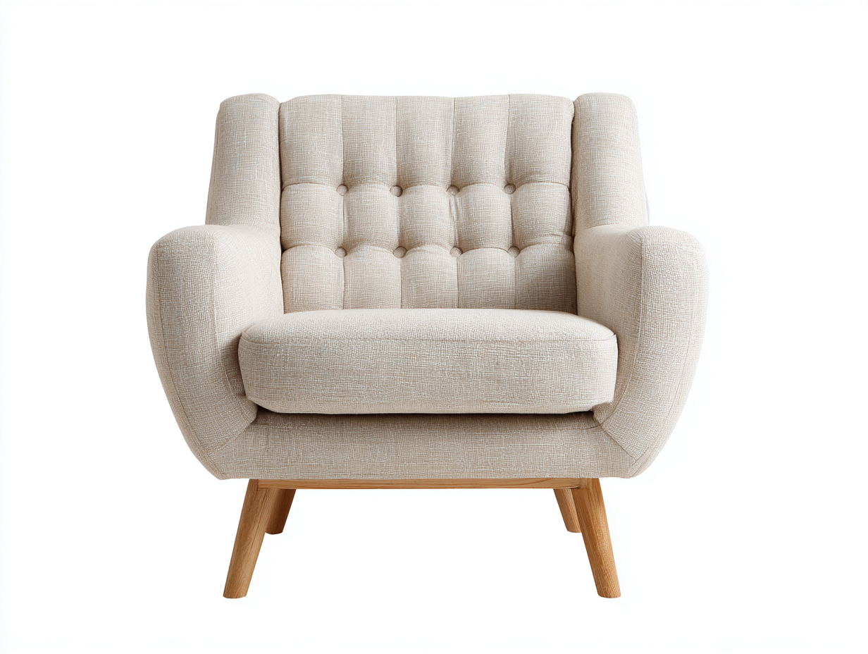 Sessel Stoff 96x88x85 cm - beige und natur - moderner Retro-Stil-Kasazinest