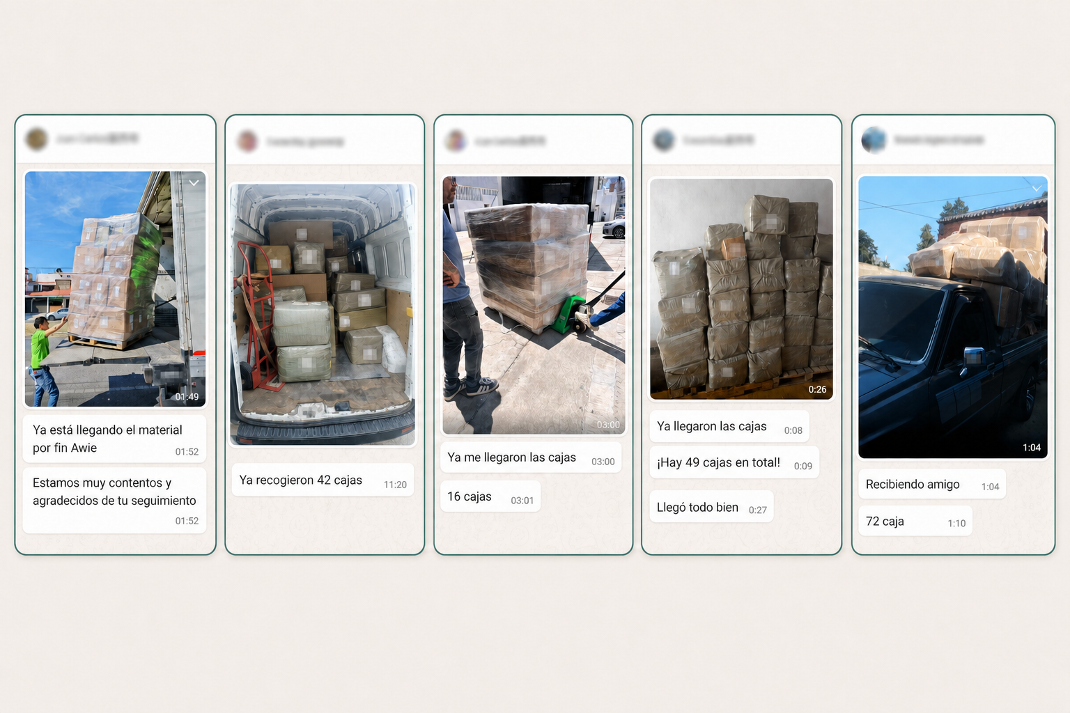 Conversaciones y fotograf&iacute;as reales de clientes que recibieron mercanc&iacute;a