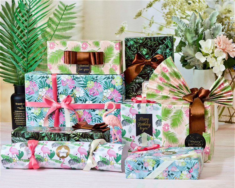 AW-PR-G486 | Papel para regalo con flores tropicales