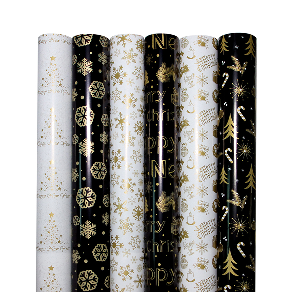 AW-PR-2GWP | Papel para regalo blanco y negro con estampado dorado