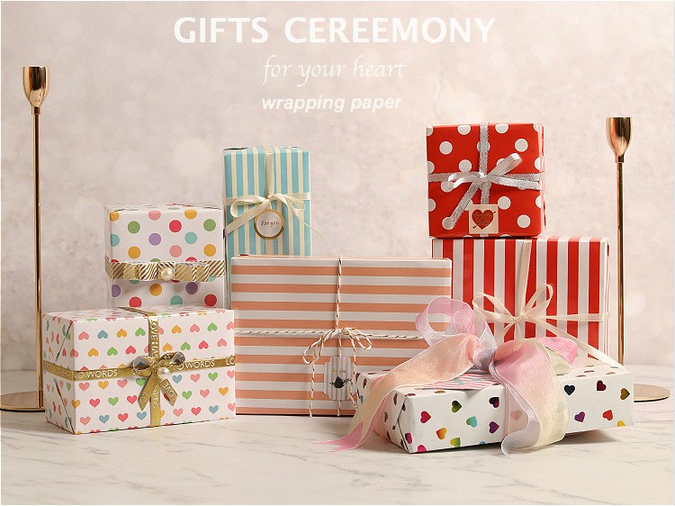 AW-PR-867Y | Papel para regalo rojo y blanco laminado
