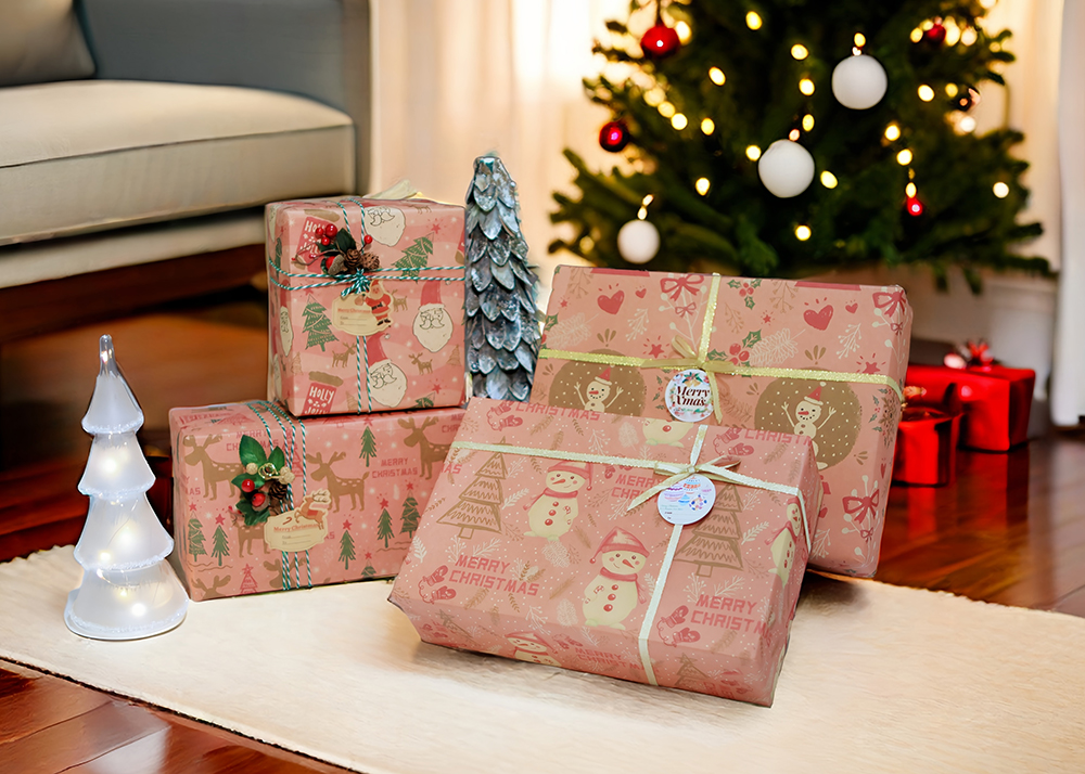 AW-PR-2PVB | Papel de Navidad Bosque rosa