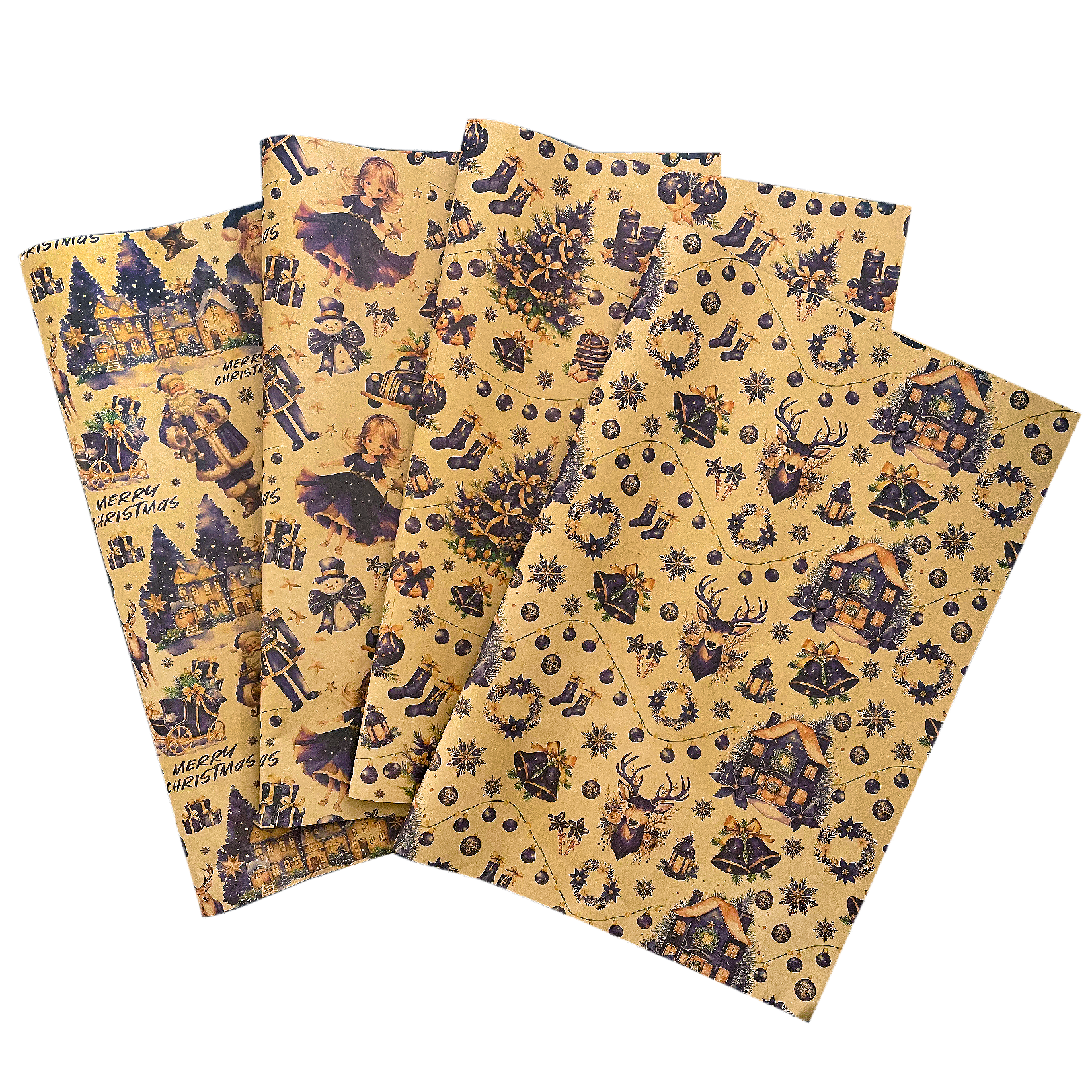 AW-PR-6FS8 | Papel de Navidad Cuento azul oscuro
