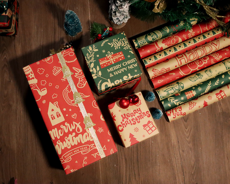 AW-PR-YZ38 | Papel de Navidad rojo y verde