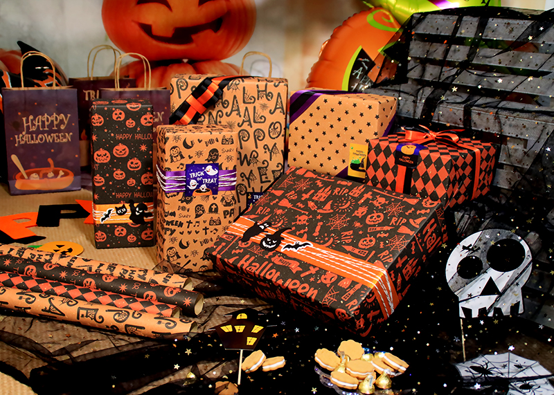 AW-PR-QV44 | Papel de Halloween naranja y negro