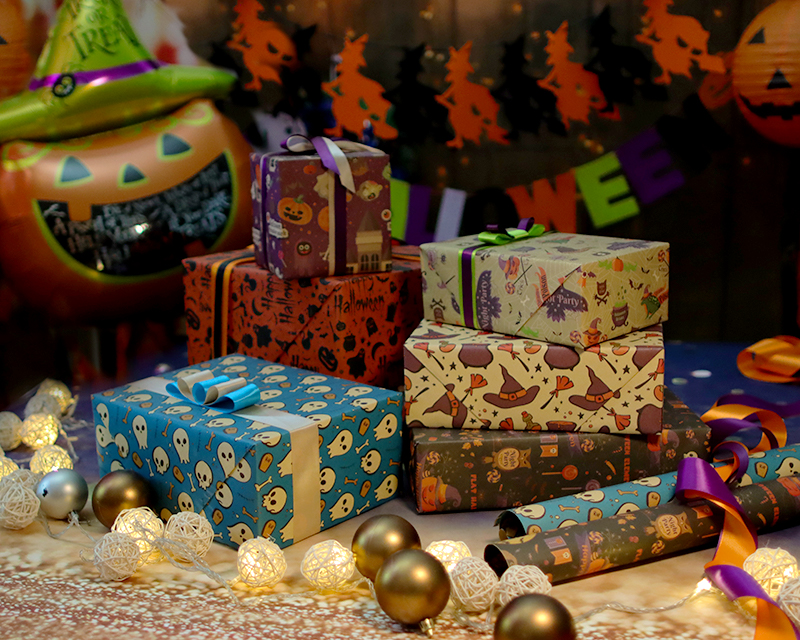 AW-PR-4LYC | Papel de Halloween estilo vintage
