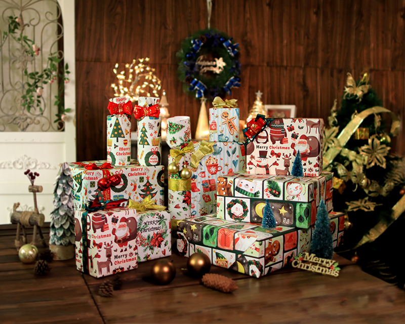 AW-PR-HYC8 | Papel de Navidad en papel kraft blanco