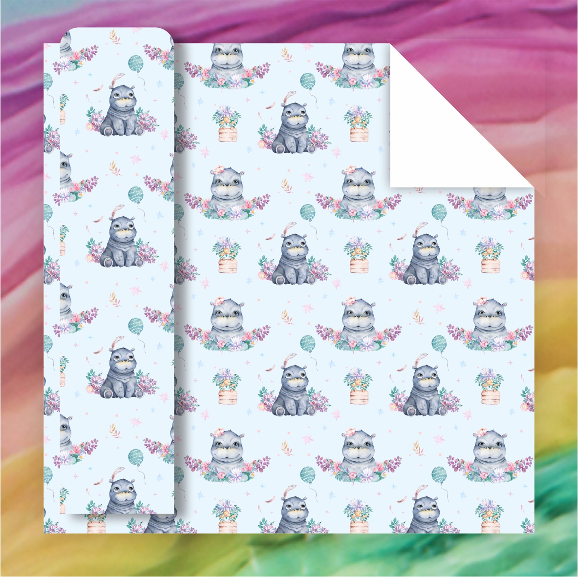 AW-PR-4436 | Papel para regalo con animales entre flores