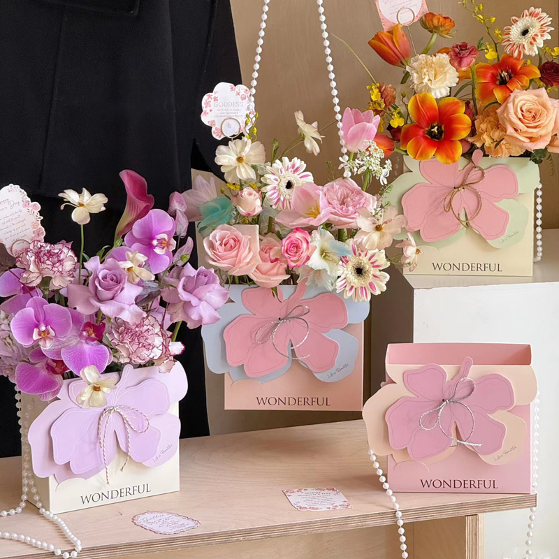 AW-BF-4Z65 | Bolsa floral con perlas Mensaje de flores
