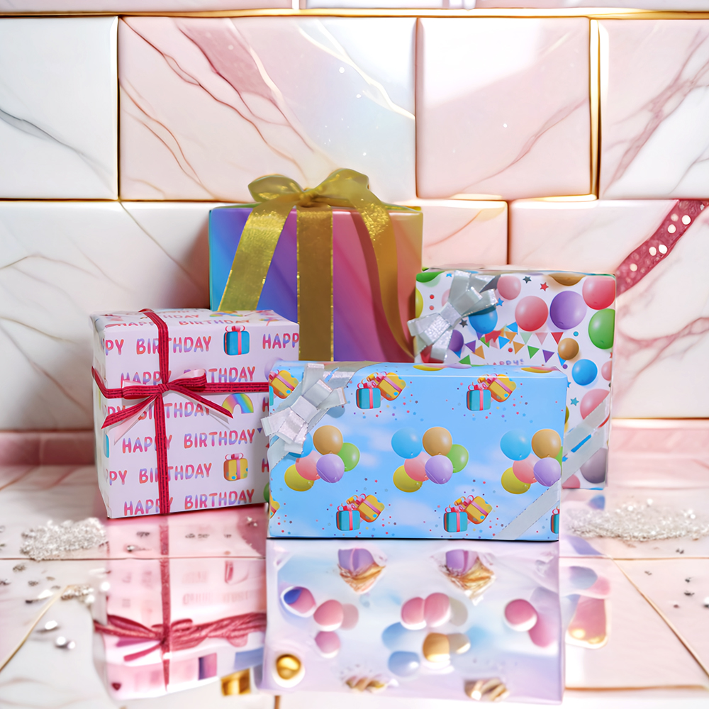 AW-PR-52W7 | Papel de cumpleaños con globos 3D