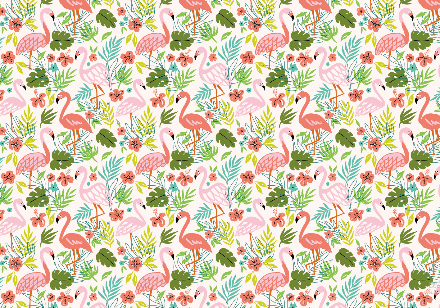 AW-PR-4867 | Papel para regalo con flamencos tropicales