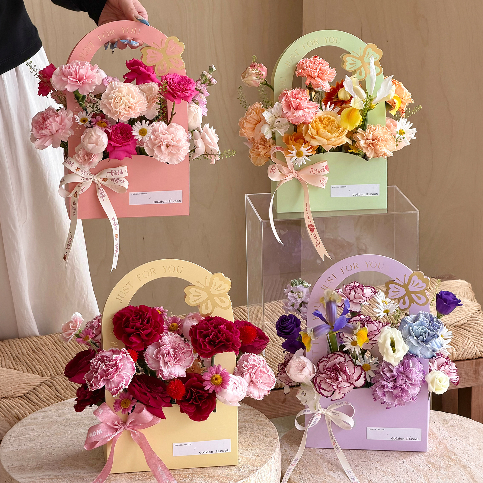 AW-CF-UJ5M | Caja floral en colores macaron