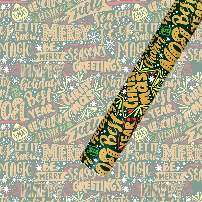 AW-PR-T2TV | Papel de Navidad verde con diseños clásicos