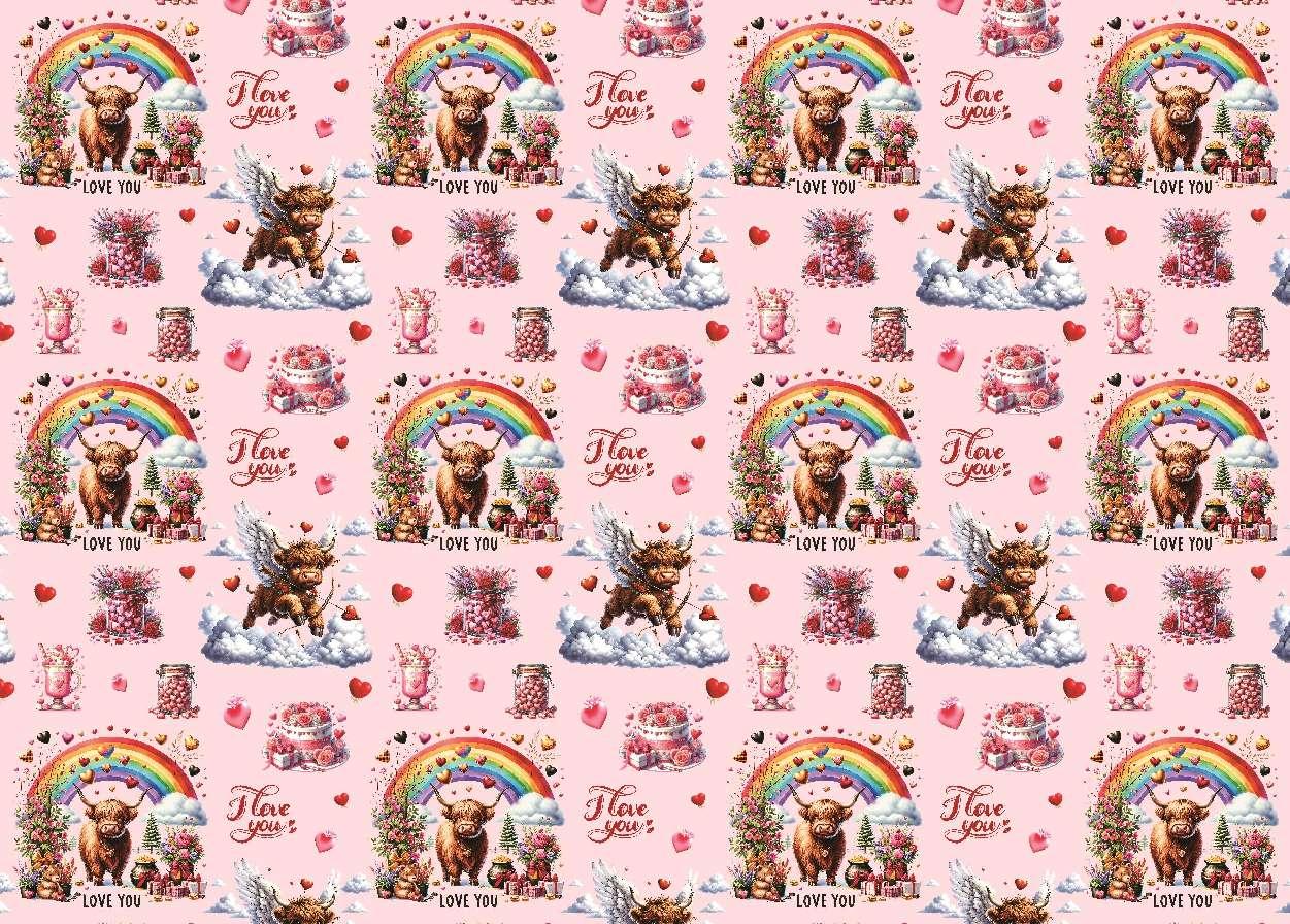 AW-PR-8EFX | Papel para San Valentín con diseño de vaquitas