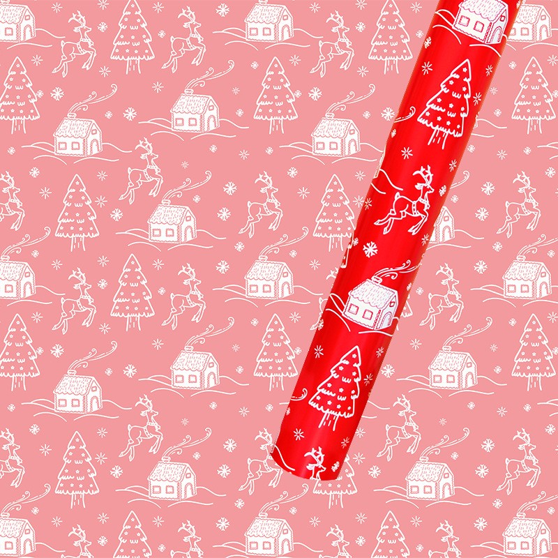 AW-PR-RXQY | Papel de Navidad rojo con campanas