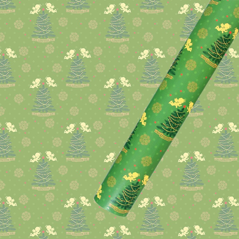 AW-PR-T2TV | Papel de Navidad verde con diseños clásicos