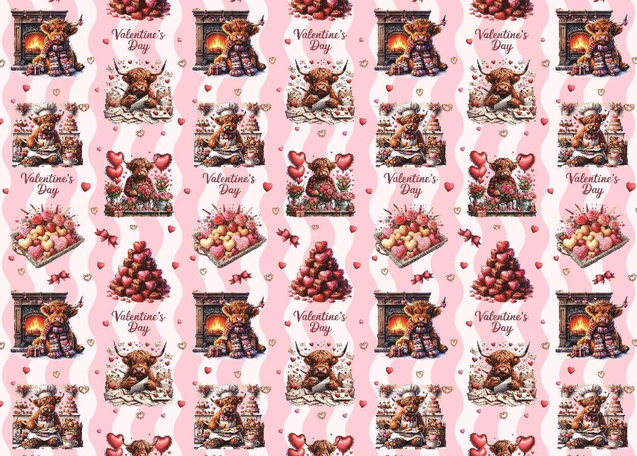 AW-PR-8EFX | Papel para San Valentín con diseño de vaquitas