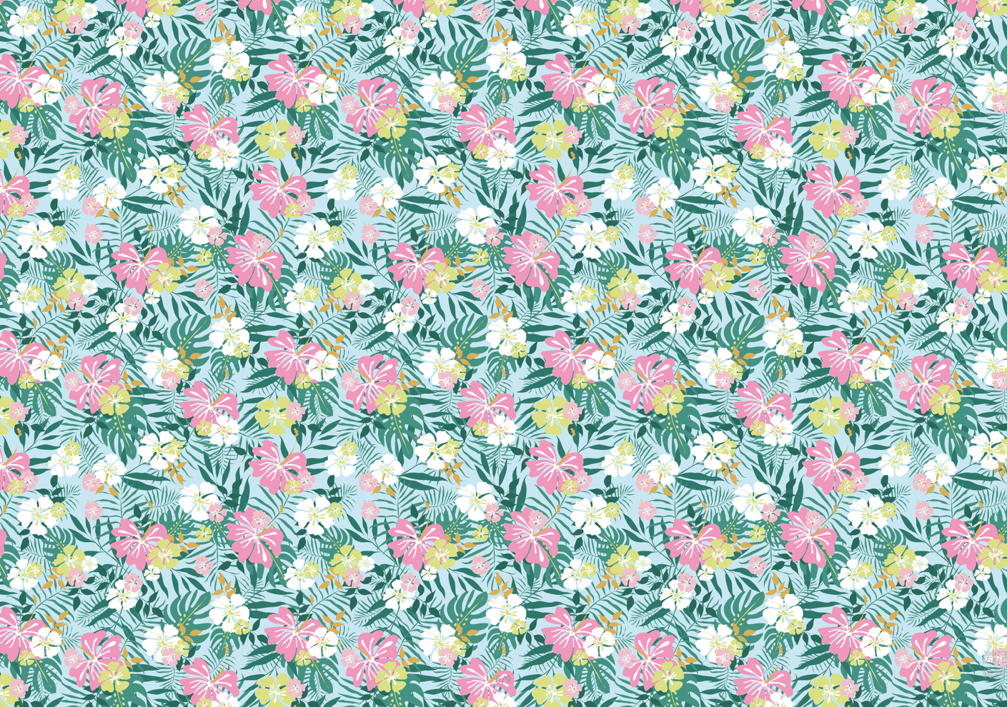 AW-PR-G486 | Papel para regalo con flores tropicales