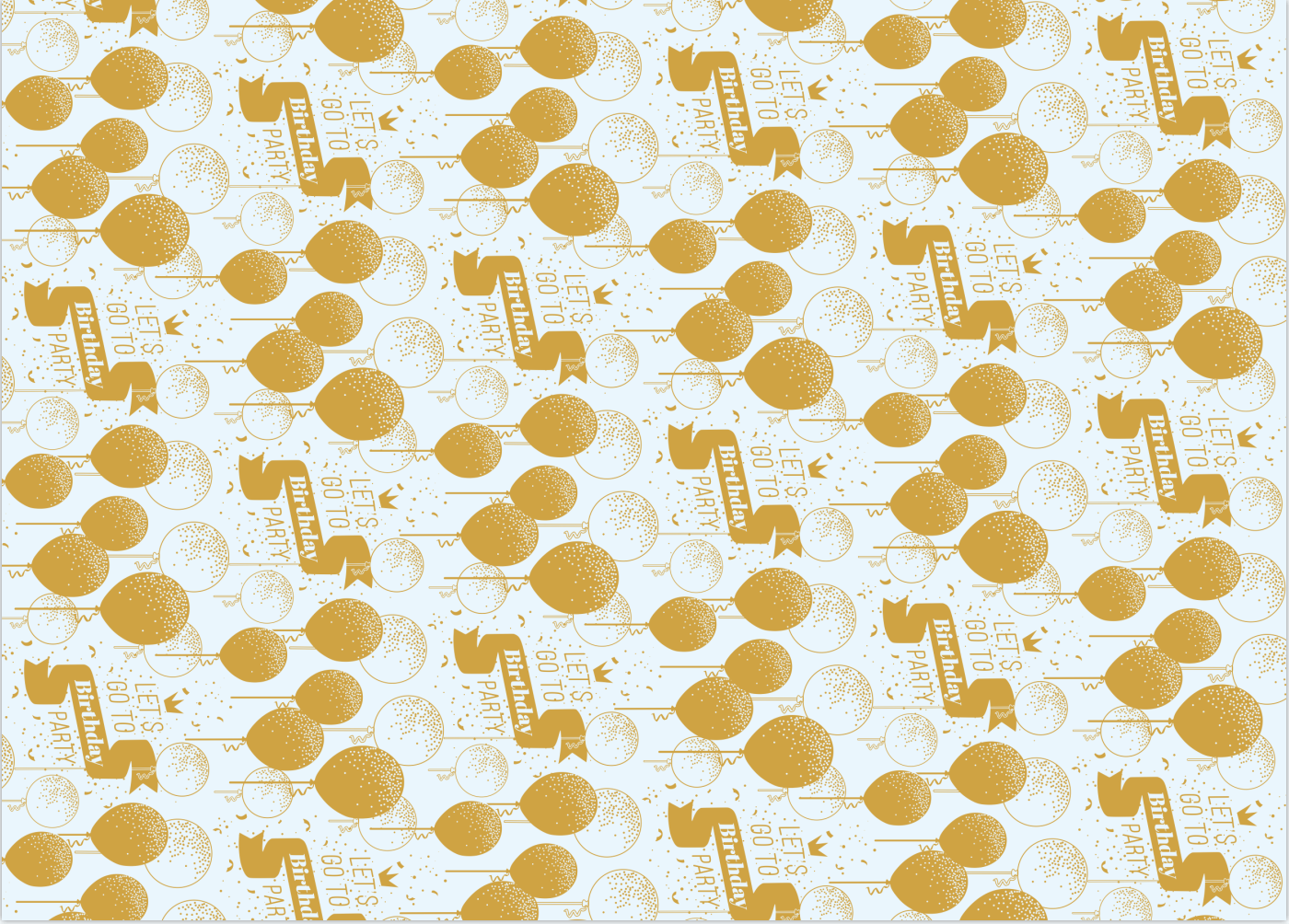AW-PR-8JVX | Papel de cumpleaños azul claro con estampado dorado