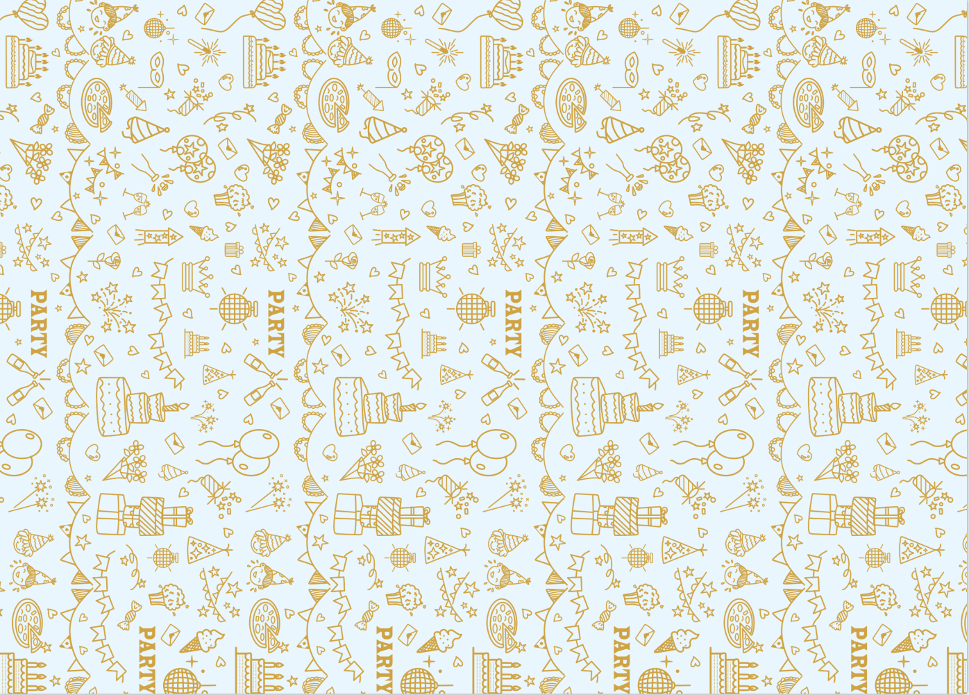 AW-PR-8JVX | Papel de cumpleaños azul claro con estampado dorado