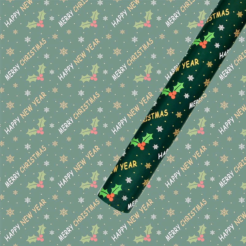 AW-PR-T2TV | Papel de Navidad verde con diseños clásicos