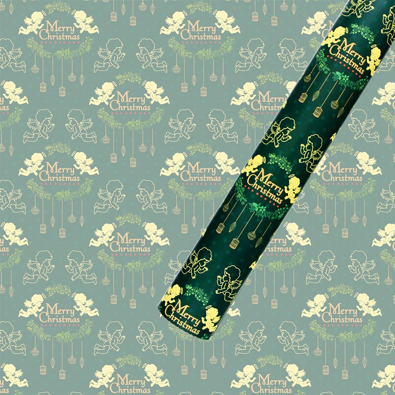 AW-PR-T2TV | Papel de Navidad verde con diseños clásicos