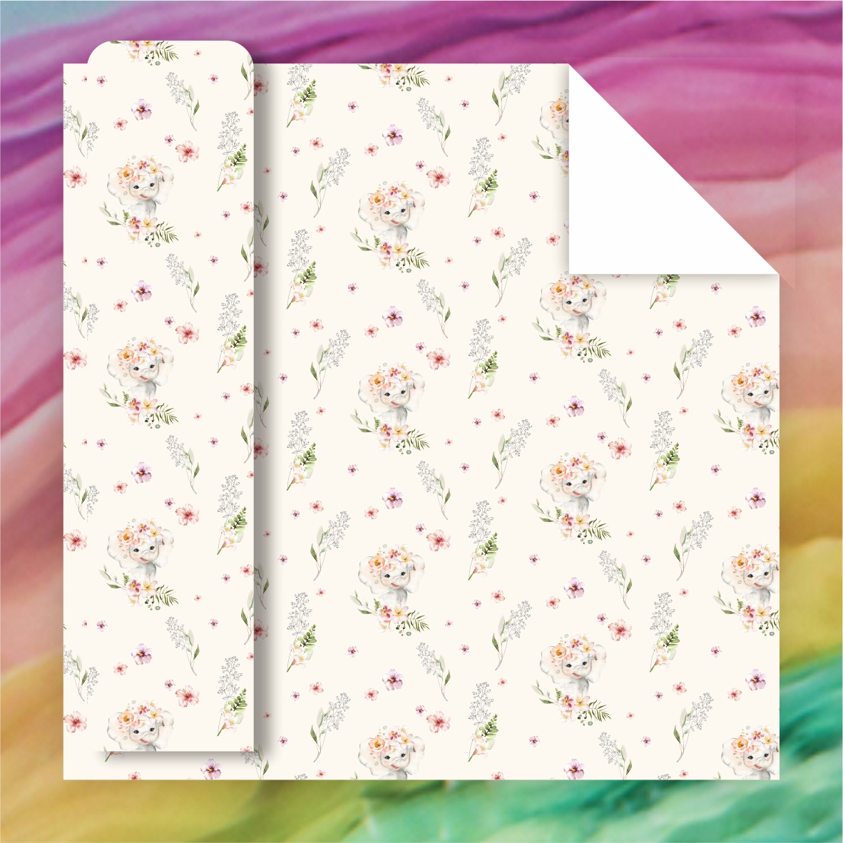 AW-PR-4436 | Papel para regalo con animales entre flores