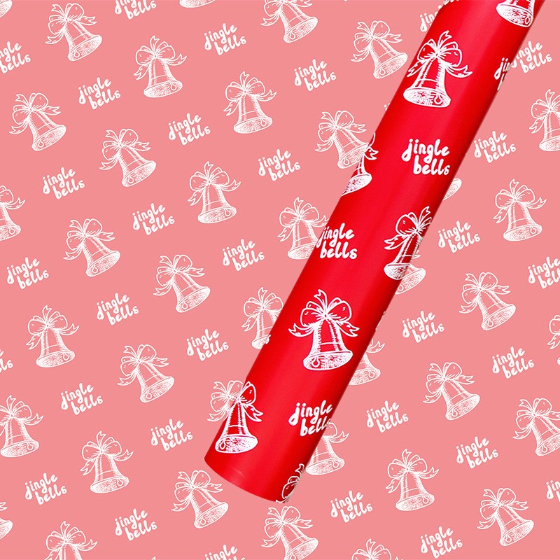 AW-PR-RXQY | Papel de Navidad rojo con campanas
