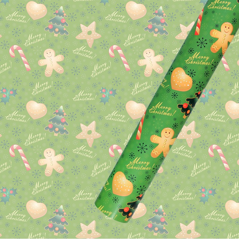 AW-PR-T2TV | Papel de Navidad verde con diseños clásicos