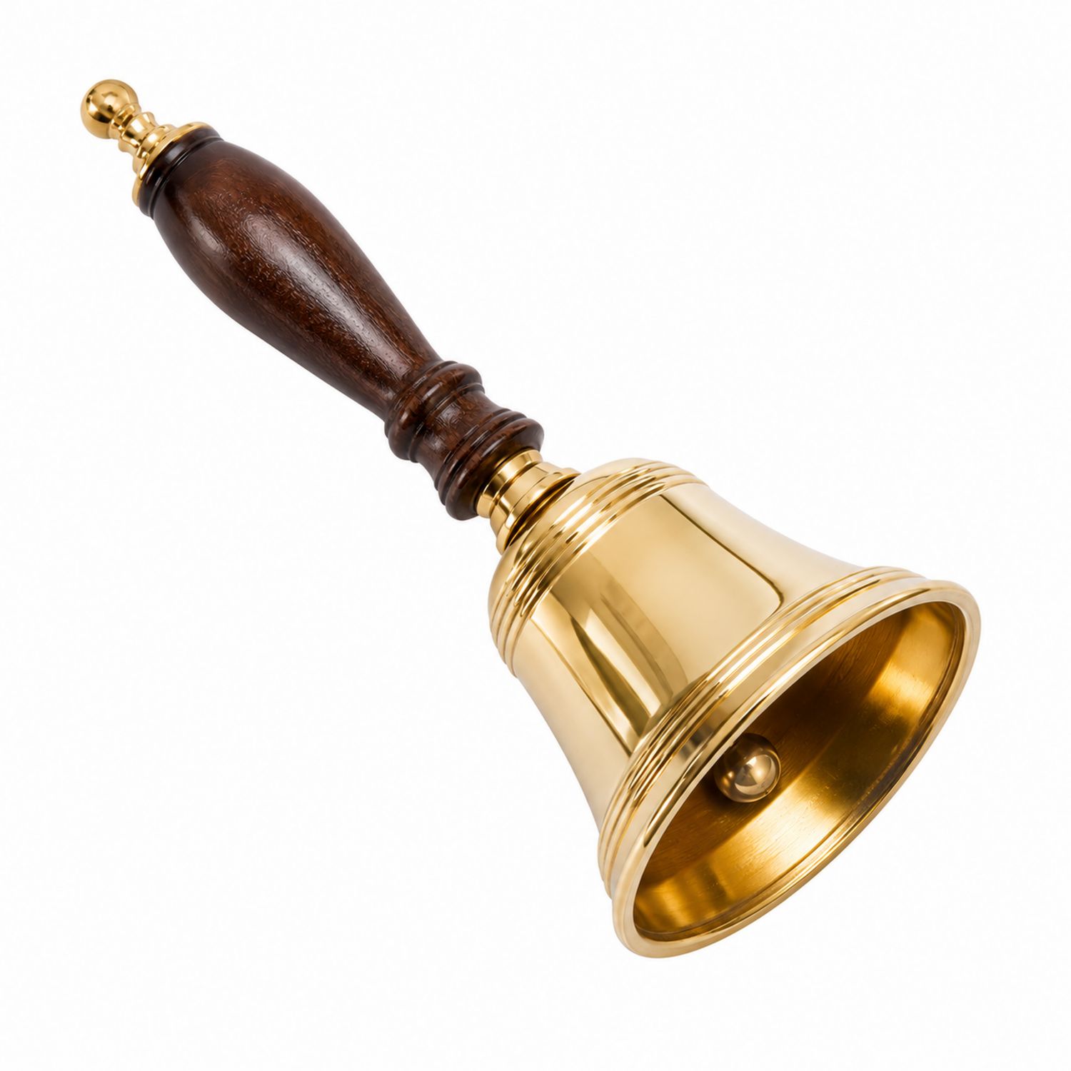 Cloche Manuelle en Laiton avec Poignée en Bois