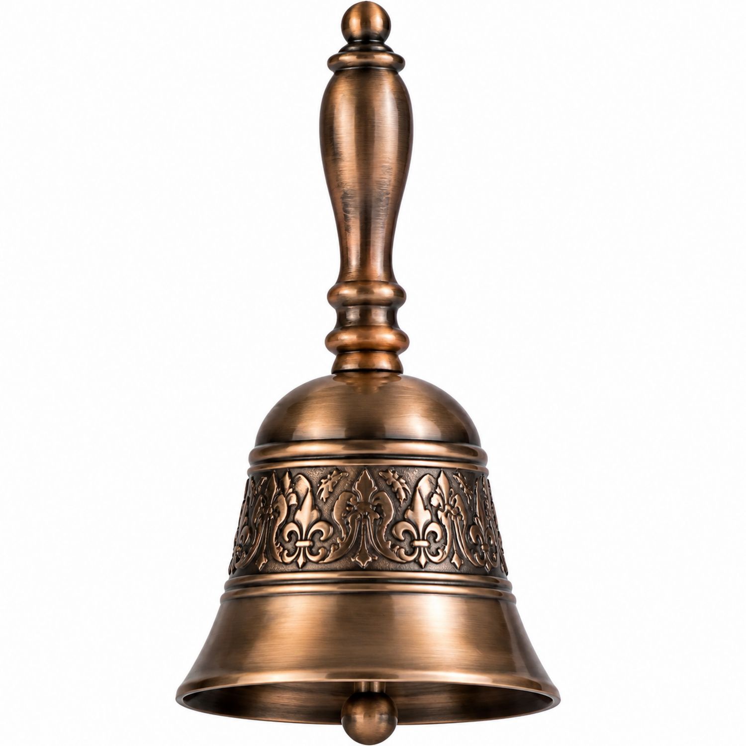 Cloche à main vintage en bronze avec motifs gravés