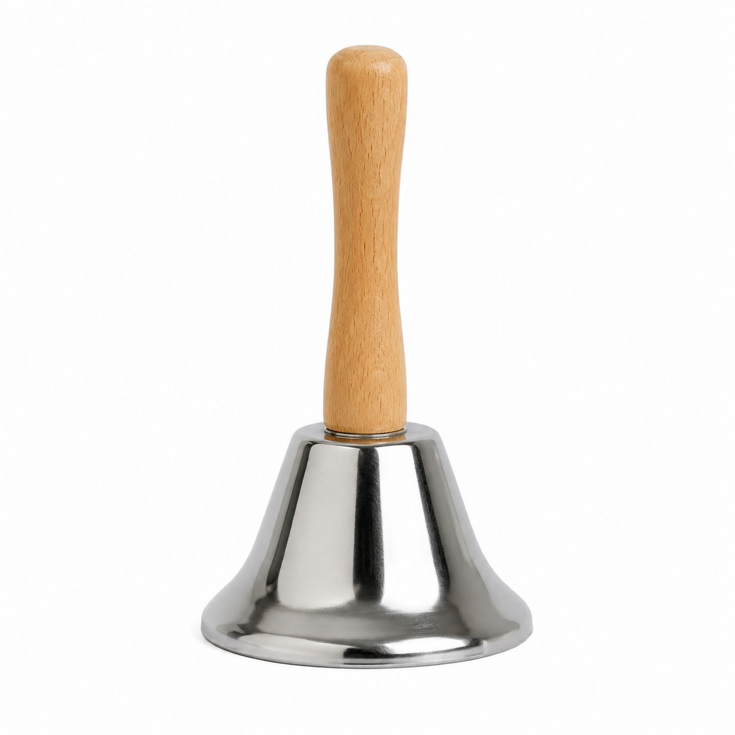 Cloche manuelle en argent avec poignée en bois
