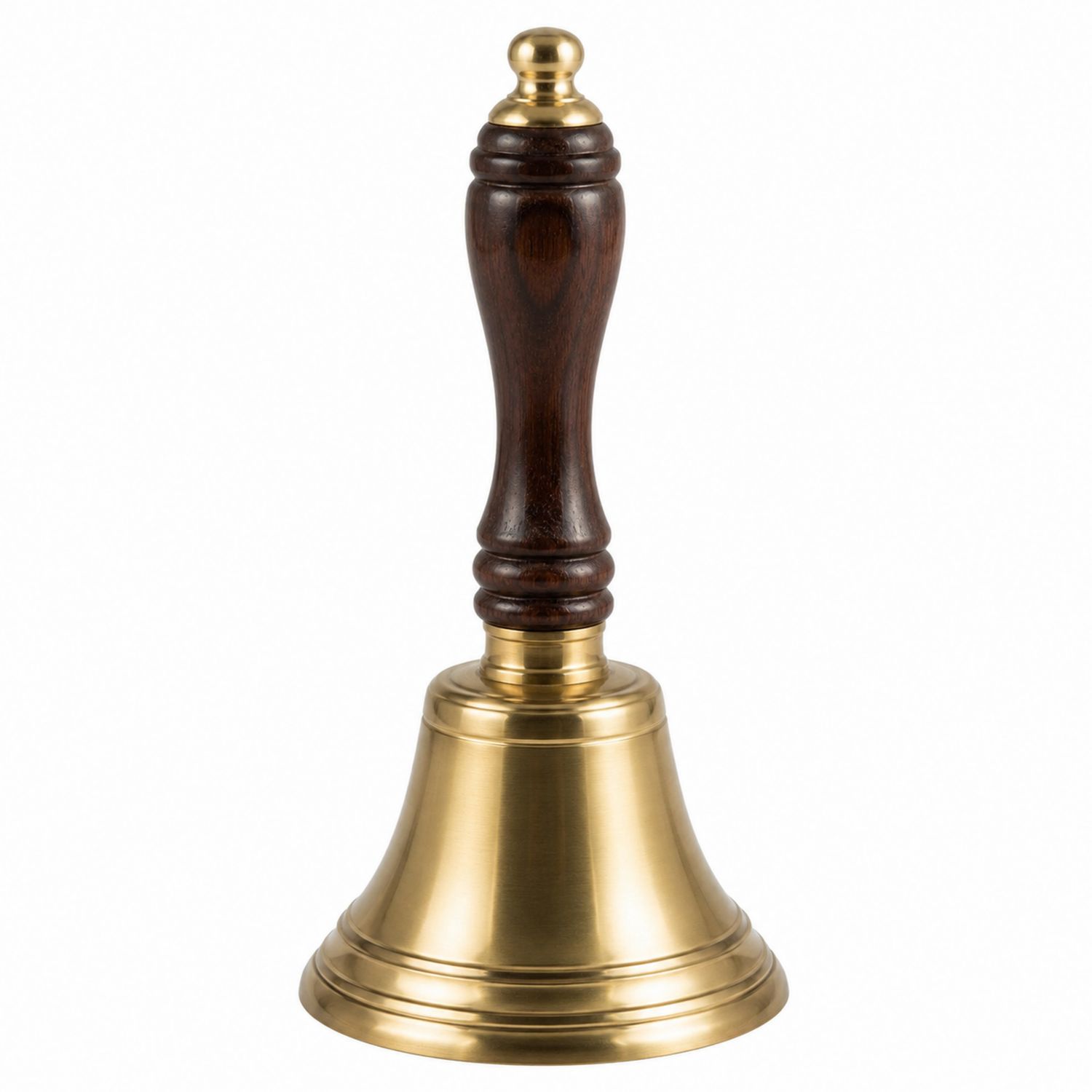 Cloche de table dorée avec poignée en bois ergonomique