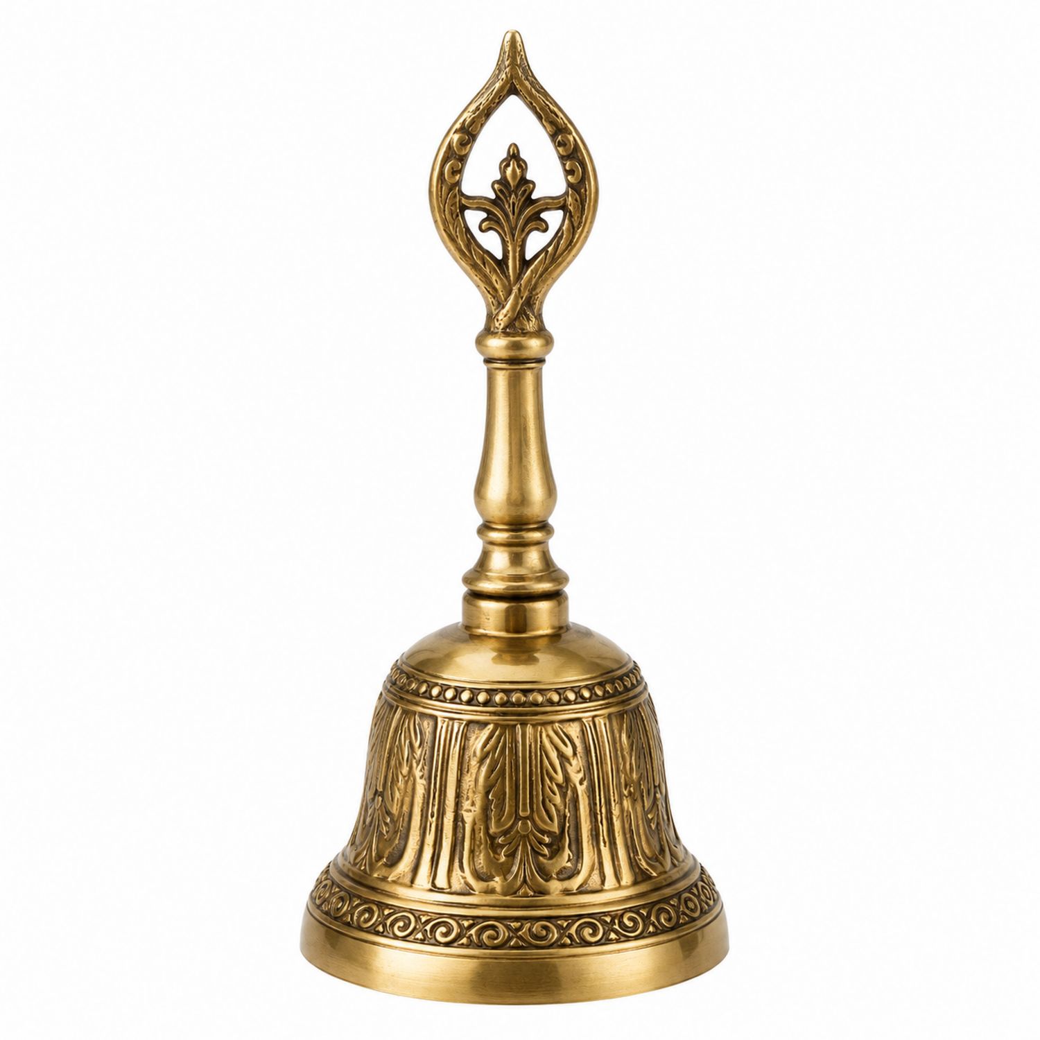 Cloche Décorative Vintage en Laiton Doré avec Motifs Gravés