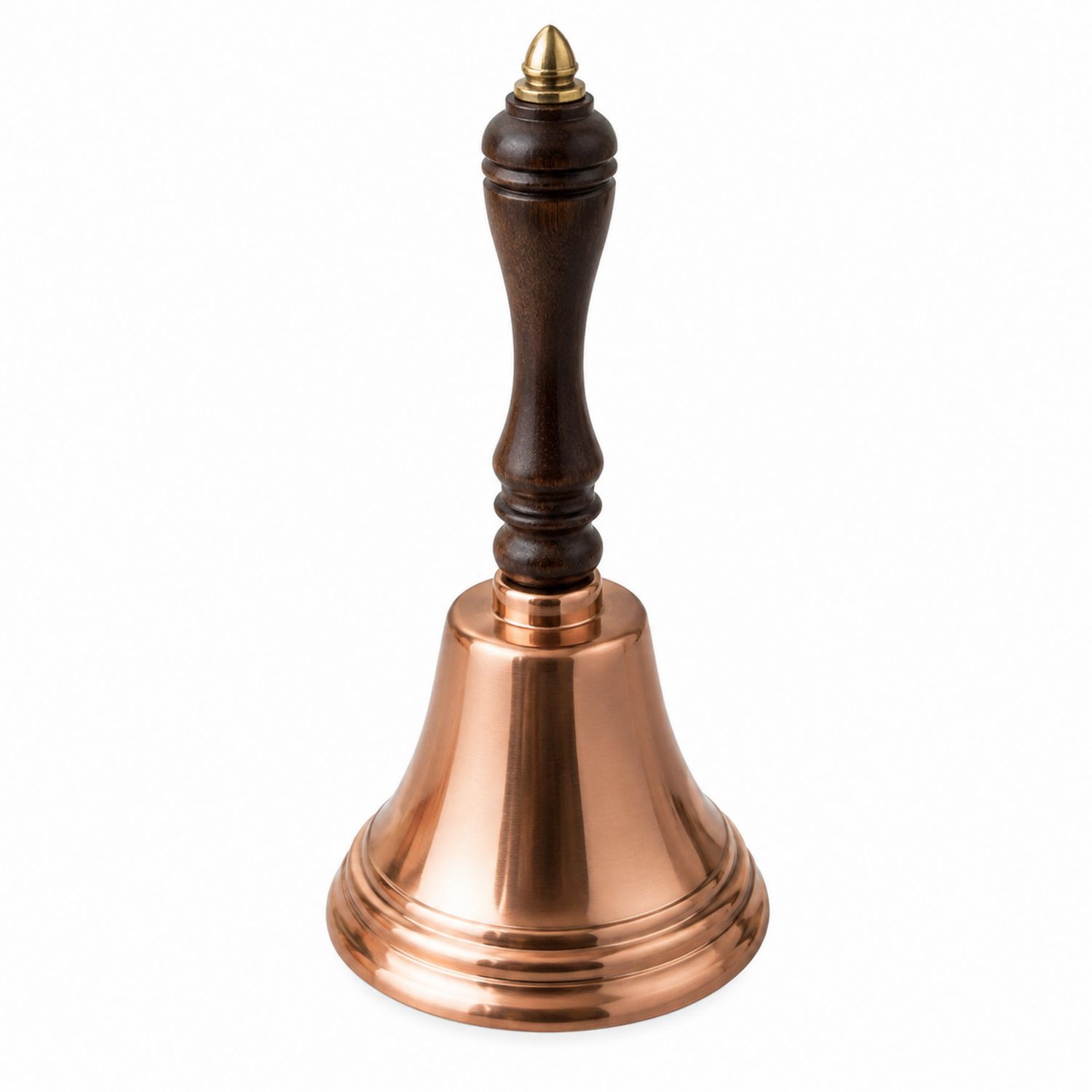 Cloche de Service Cuivre avec Manche en Bois Foncé