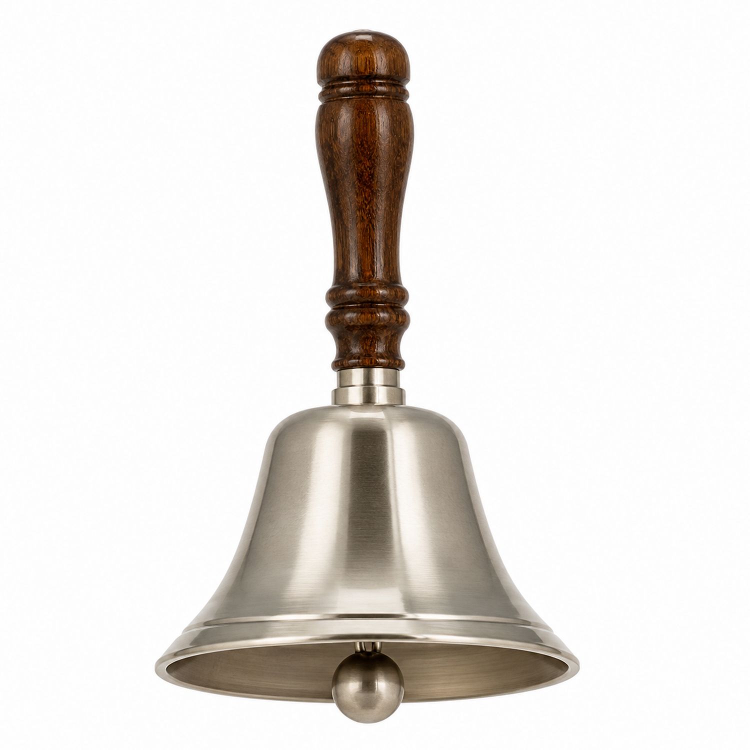 Cloche en métal argenté avec poignée en bois