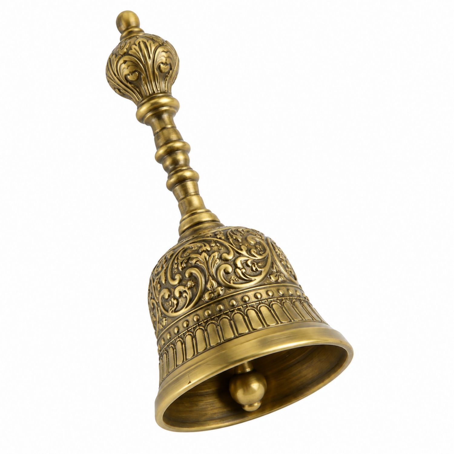 Cloche Décorative en Laiton Doré avec Motifs Sculptés