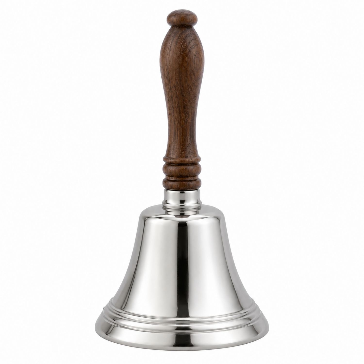 Cloche manuelle en acier inoxydable avec manche en bois