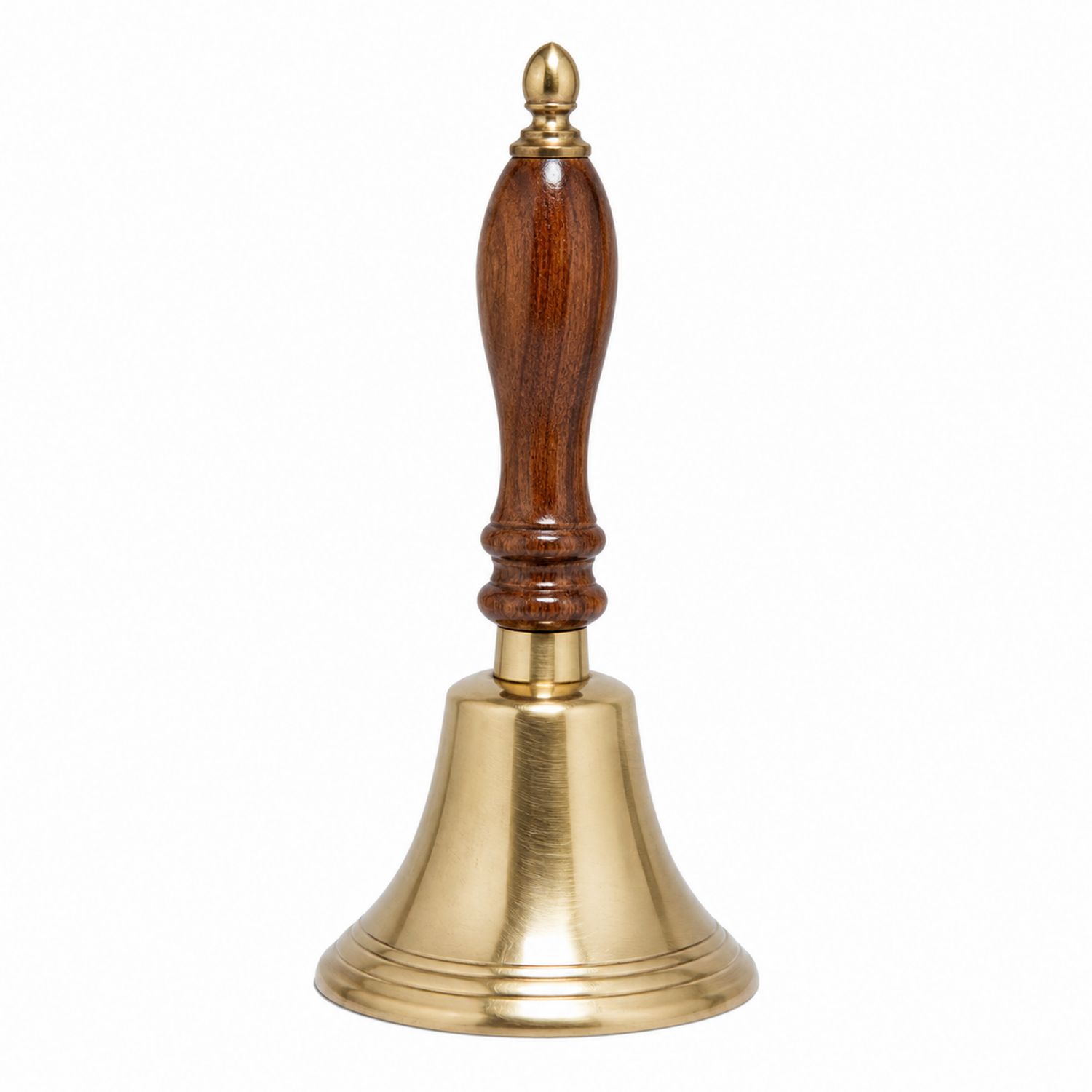 Cloche en laiton doré avec poignée en bois brun