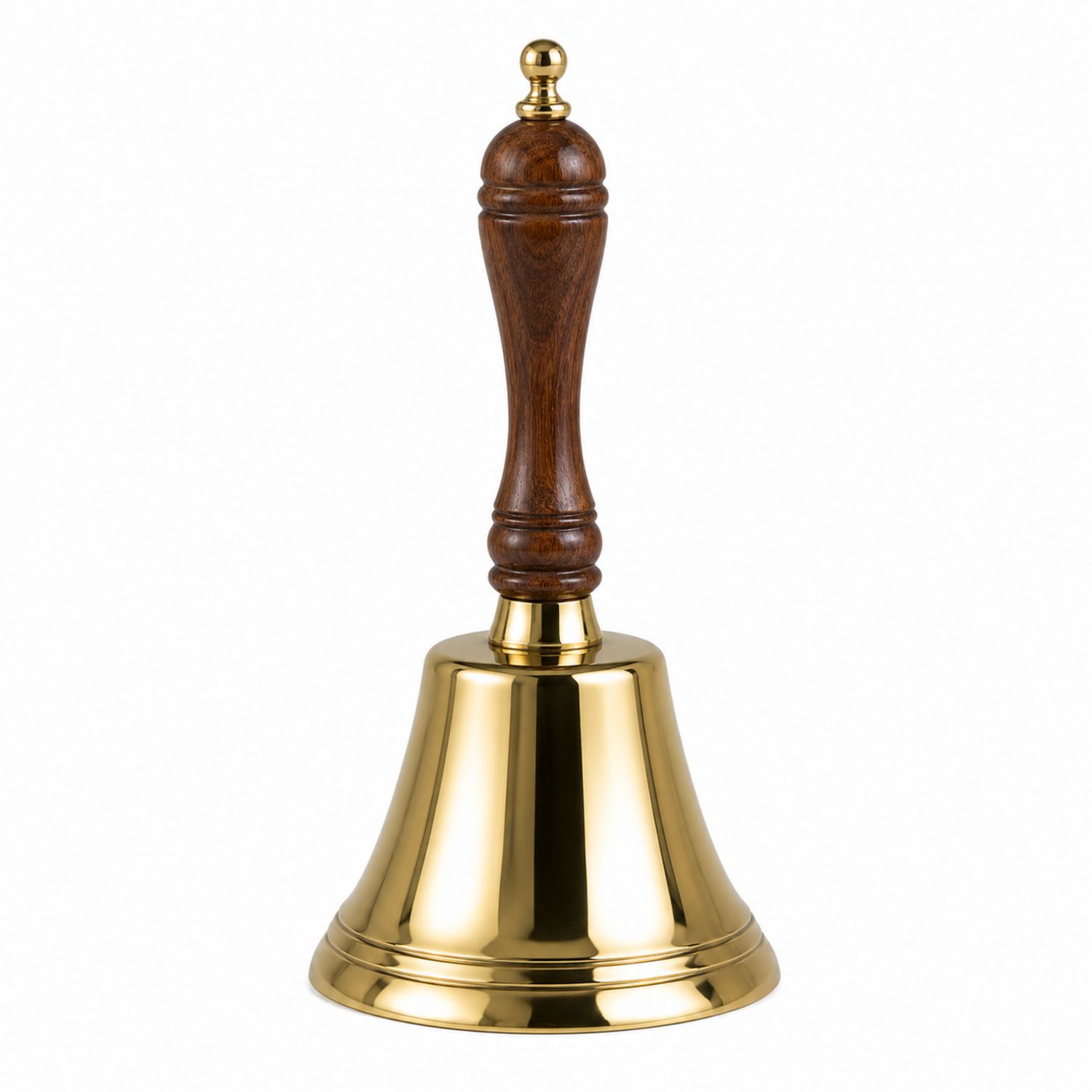 Cloche en laiton doré avec poignée en bois classique