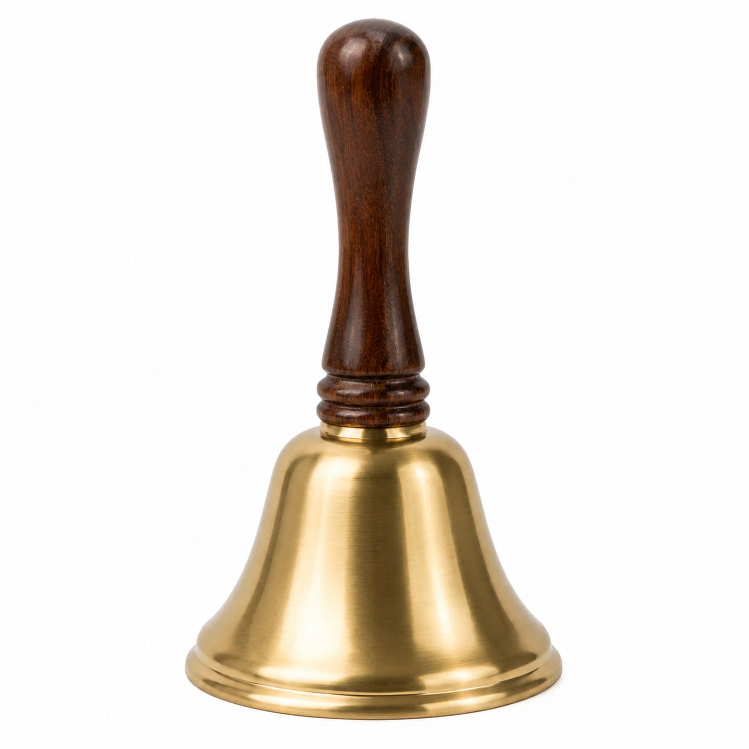 Cloche en laiton avec manche en bois verni