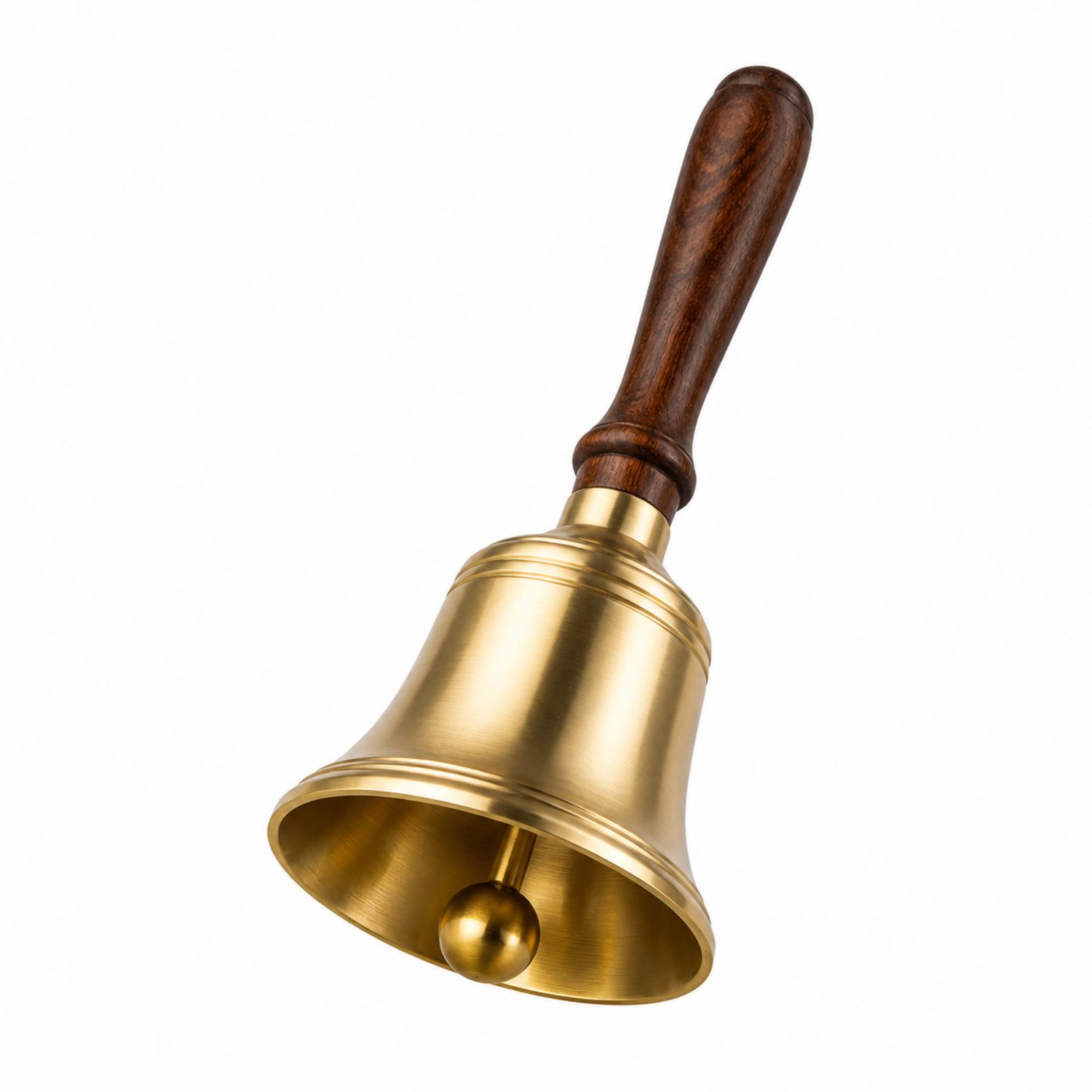 Cloche à Main Dorée avec Poignée en Bois