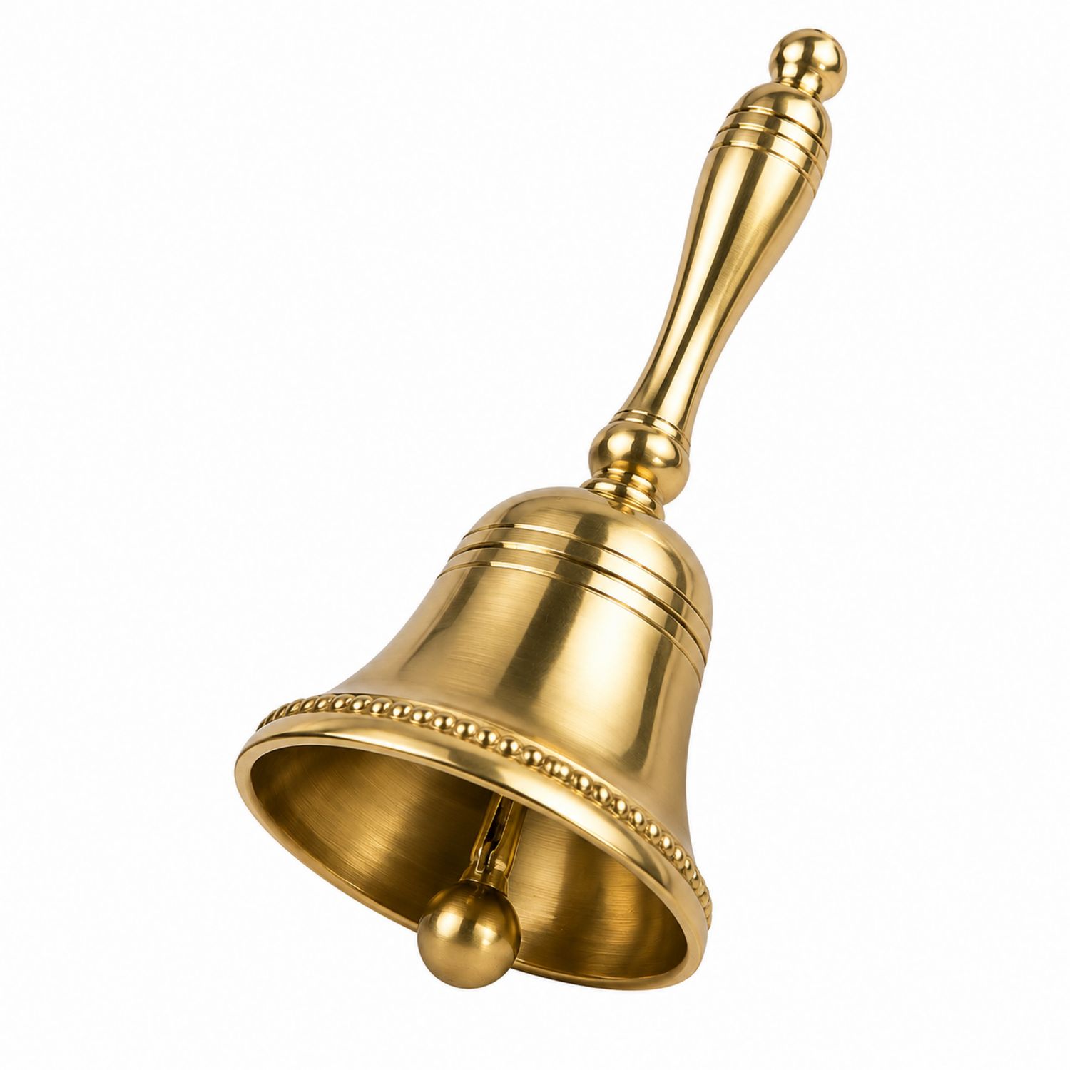 Cloche à main en cuivre doré avec poignée ergonomique