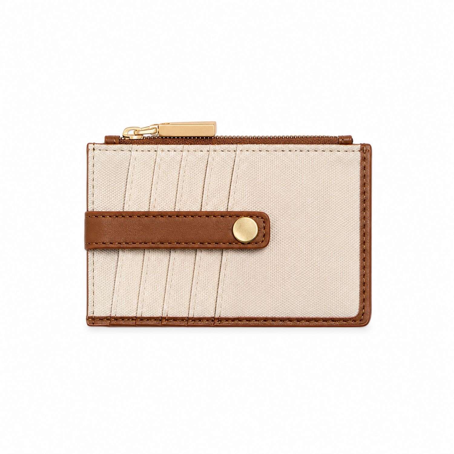 Kartenetui Beige und Braun mit Reißverschluss-Velridan