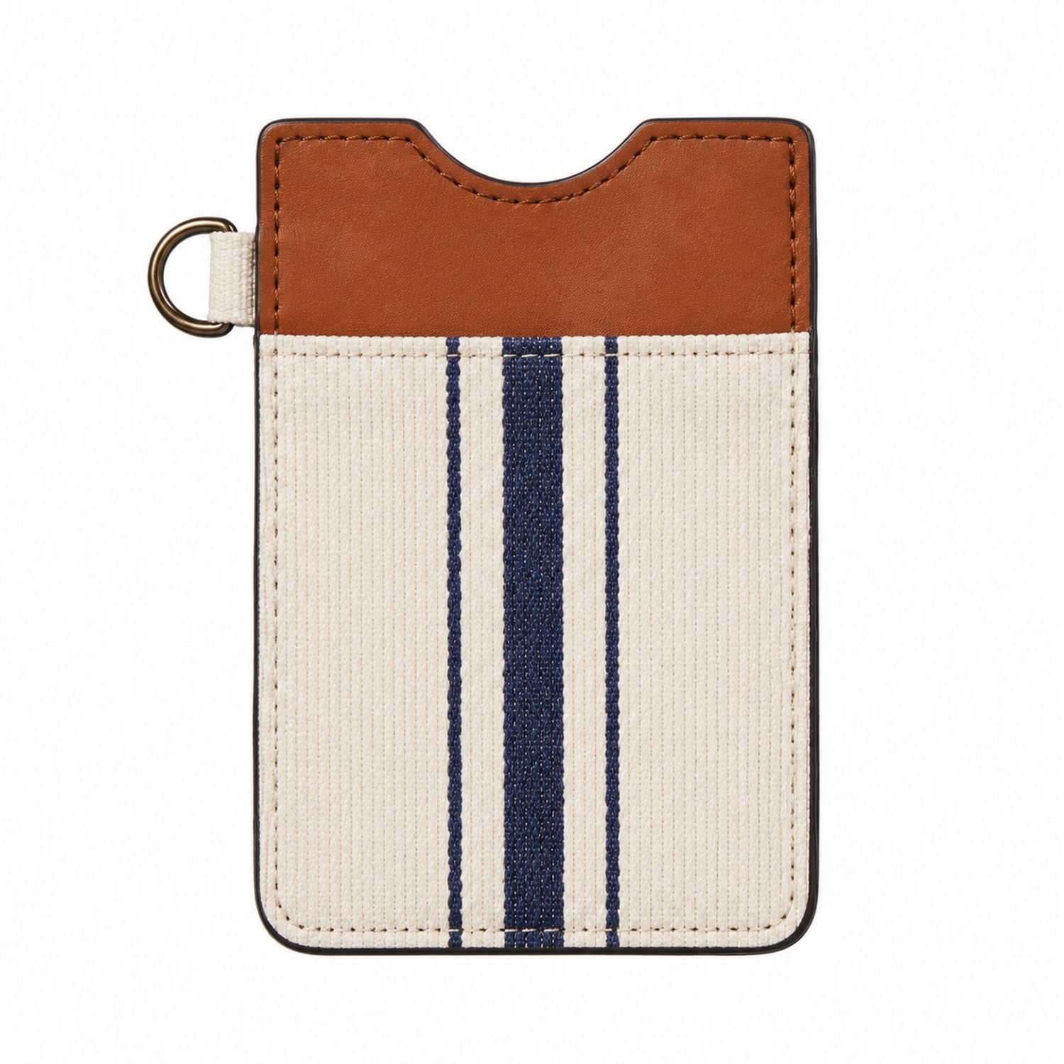 Kartenetui Beige Blau Braun mit Streifen-Velridan