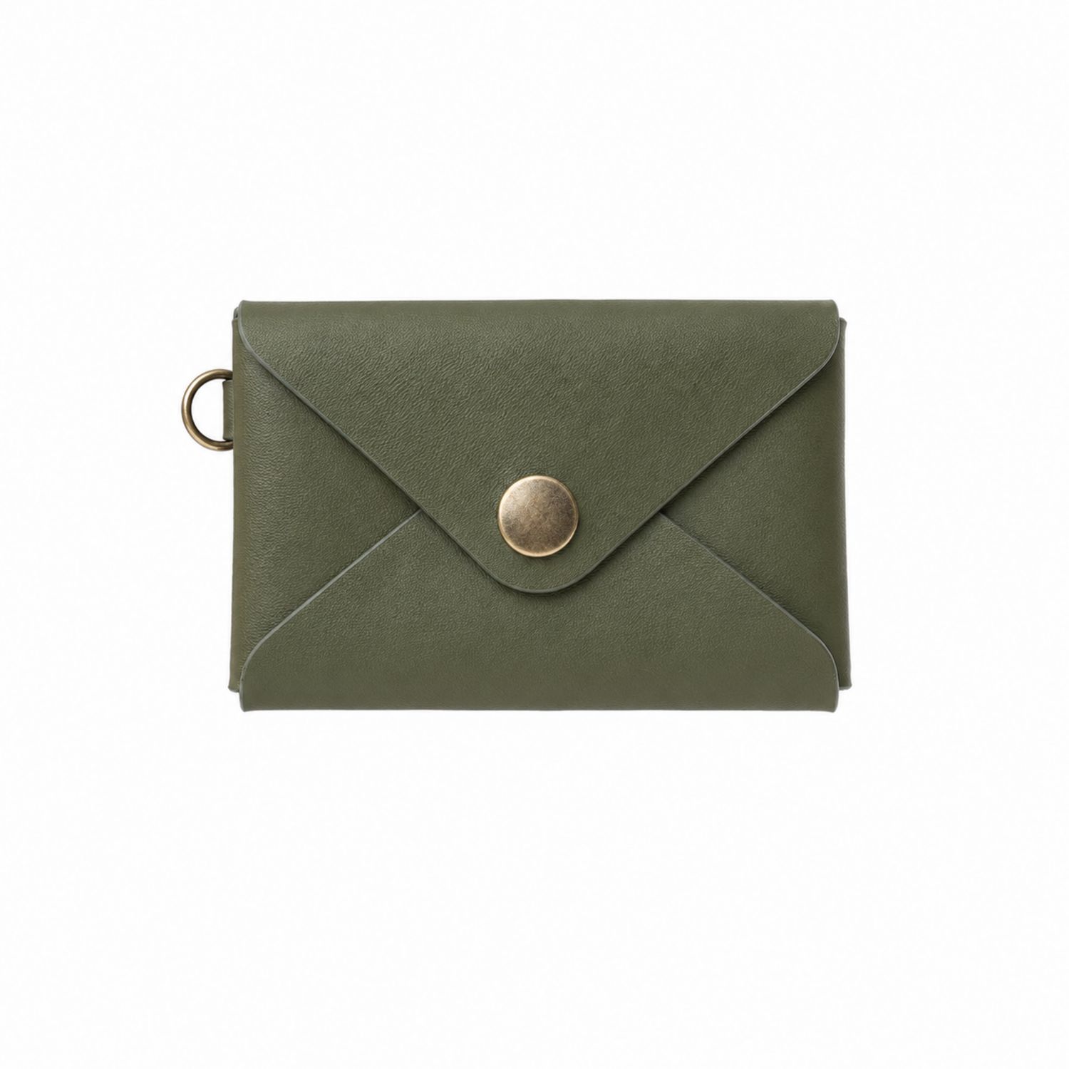 Olivgrüne Kompakte Brieftasche mit Druckknopf-Velridan