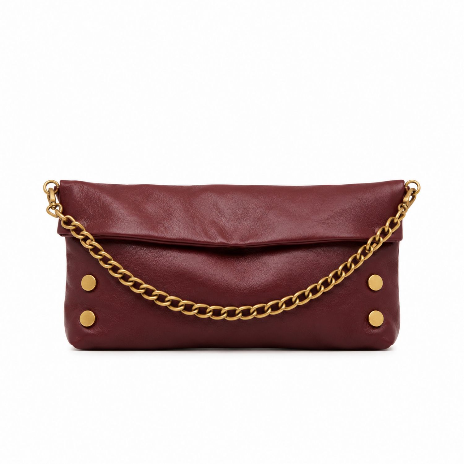 Elegante Damen Clutch Tasche mit goldfarbener Kette in Weinrot-Velridan