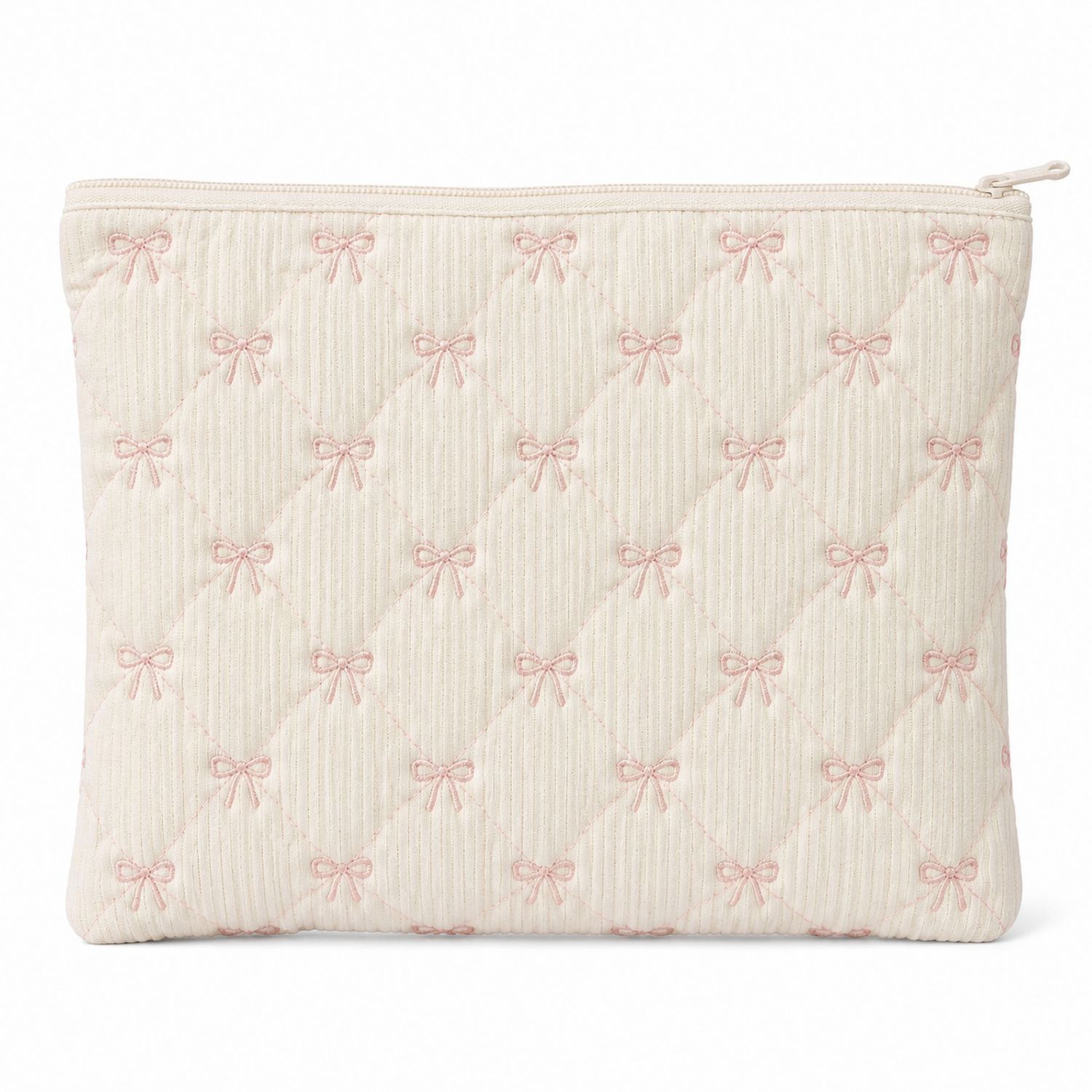 Beige/Rosa Kosmetiktasche mit Schleifenstickerei und Reißverschluss-Velridan