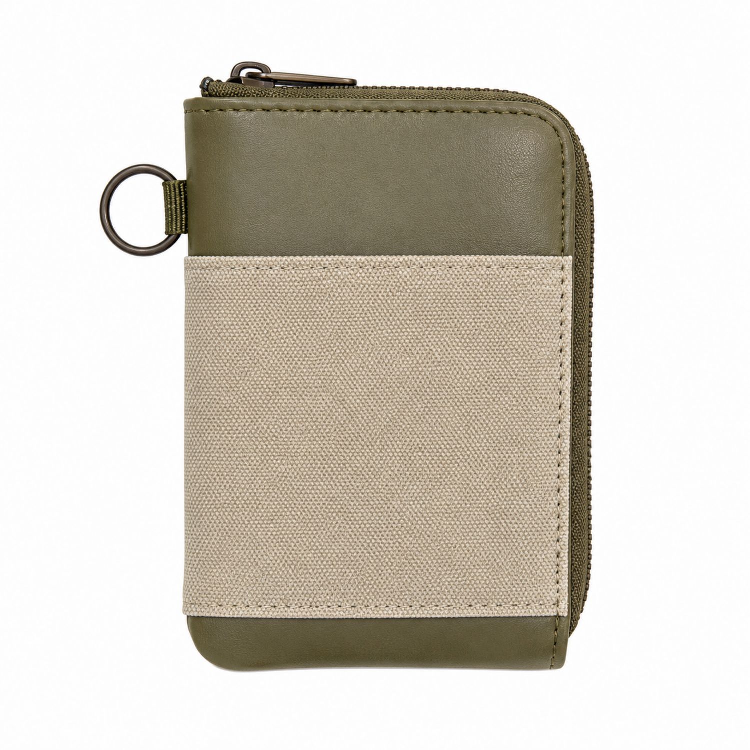 Kompaktes Portemonnaie mit Reißverschluss Olivgrün/Beige-Velridan